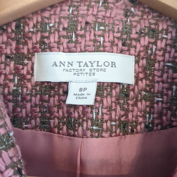 Ann Taylor Blazer Women's 8P Pink Tweed Y2K Clueless Chic Button - Picture 3 of 9
